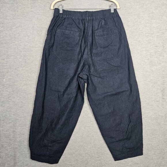POETRY Women's Navy Blue Linen Cotton Blend High Rise Pants Sz US 10 - Picture 2 of 11